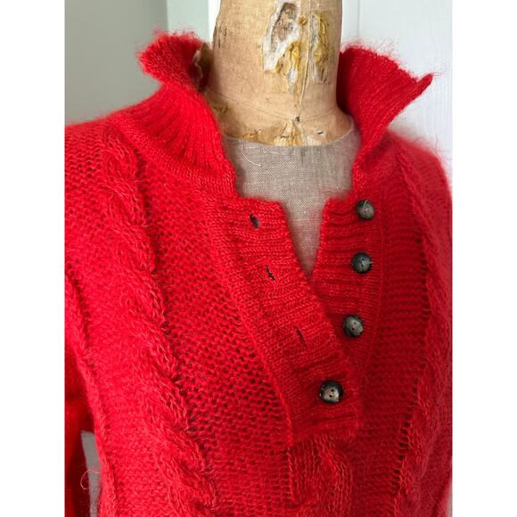 Vintage CABIN FEVER Mohair Cable Knit Sweater red Womens - Picture 4 of 16